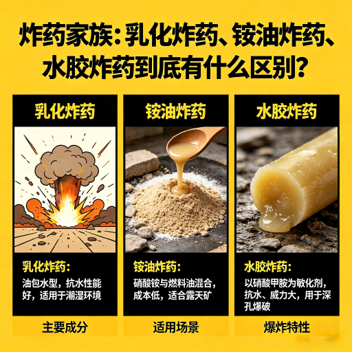东安炸药家族:乳化炸药、铵油炸药、水胶炸药到底有什么区别?